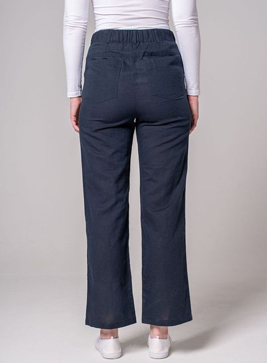 Quba & Co Leia Linen Trousers - Deep Navy Wholesale