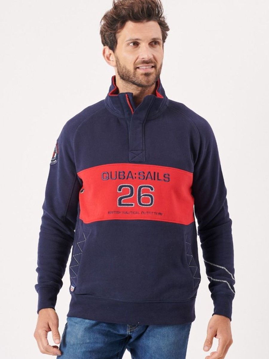 Quba & Co Navy X-Series Colour Block Zip Neck Sweatshirt - Steckborn Hot
