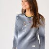 Quba & Co Navy And White Striped Penguin Design Long Sleeve T-Shirt - Hatcher New