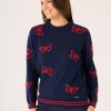 Quba & Co Itchen Navy And Red Butterfly Design Jumper Wholesale